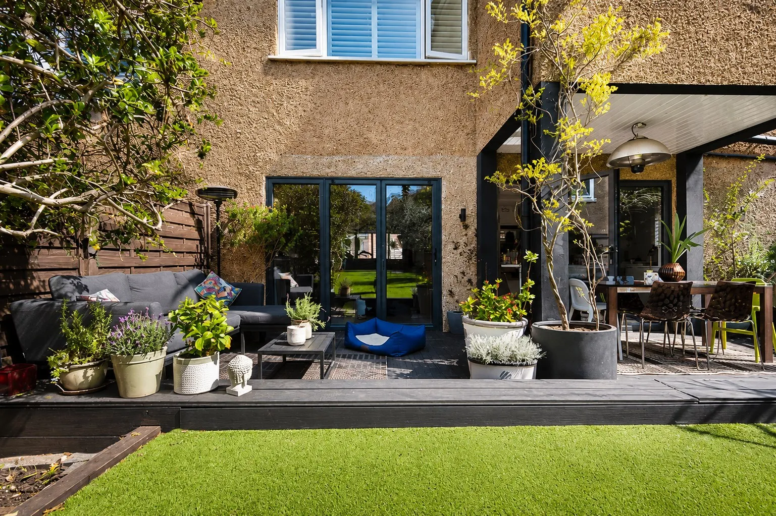 Finished rear terrace and garden